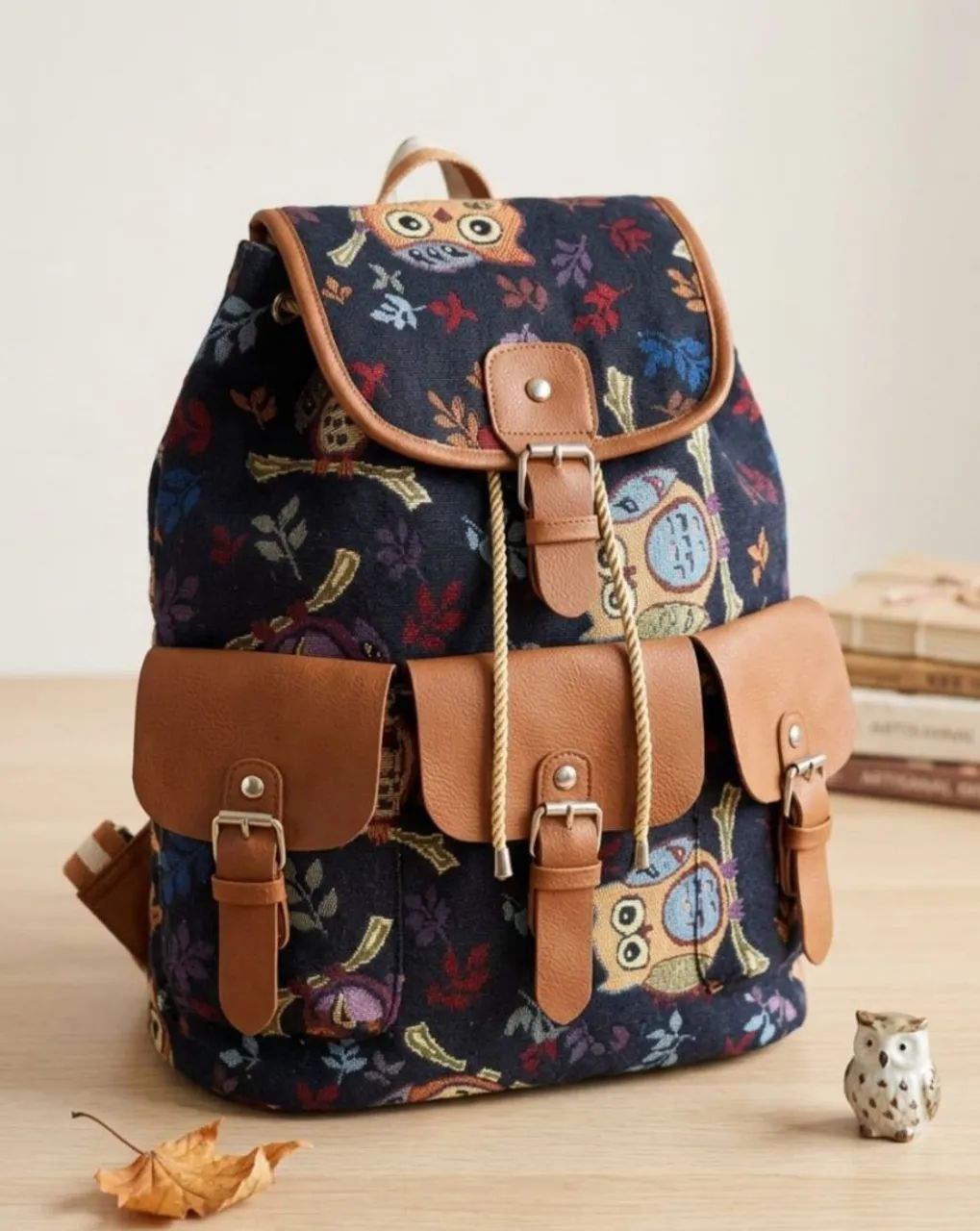 Mochila em tecido nova tema corujas 