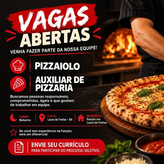 Pizzaiolo e auxiliar de pizzaria 