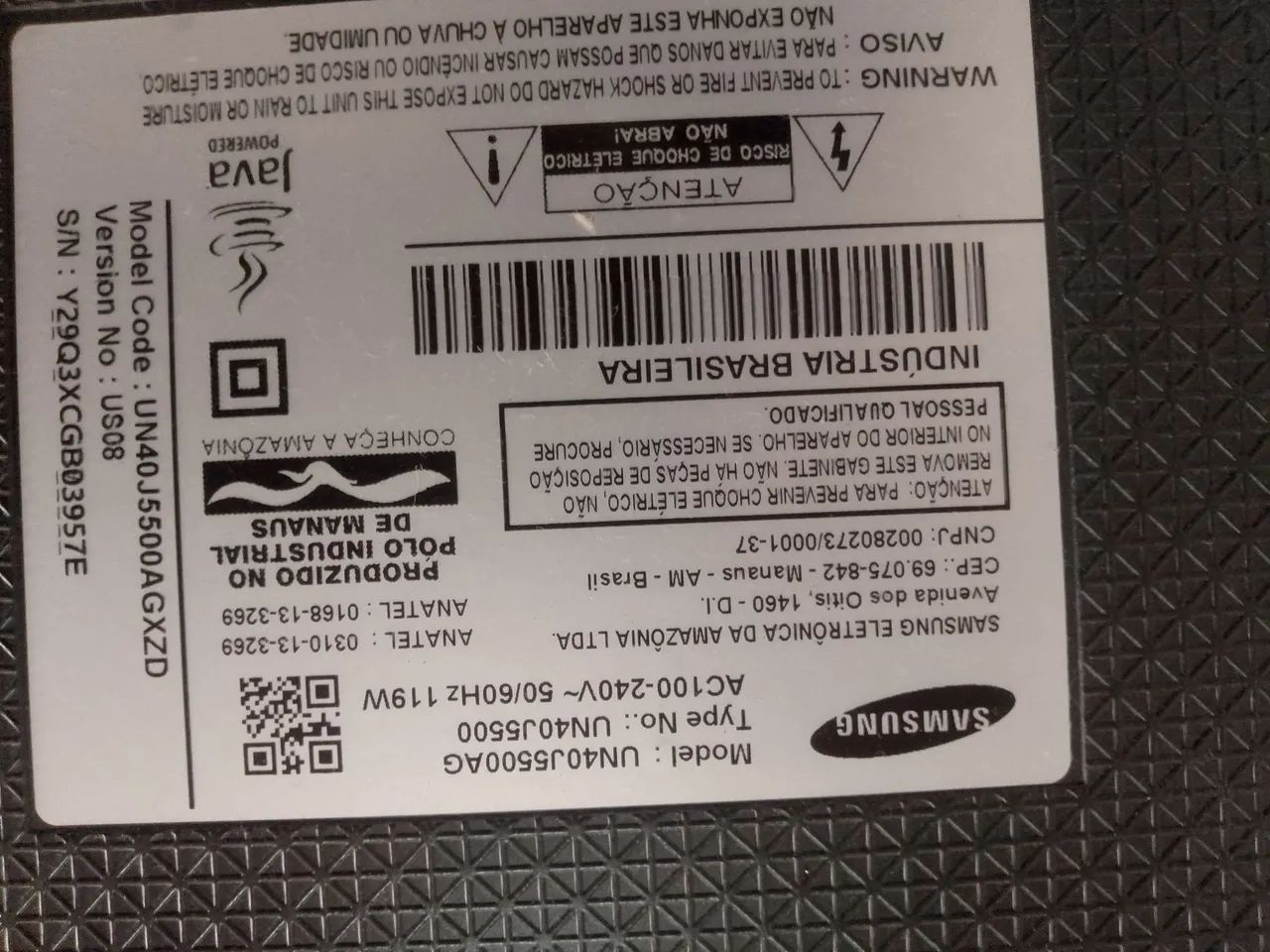 TV Samsung UN40J5500 Smart. 