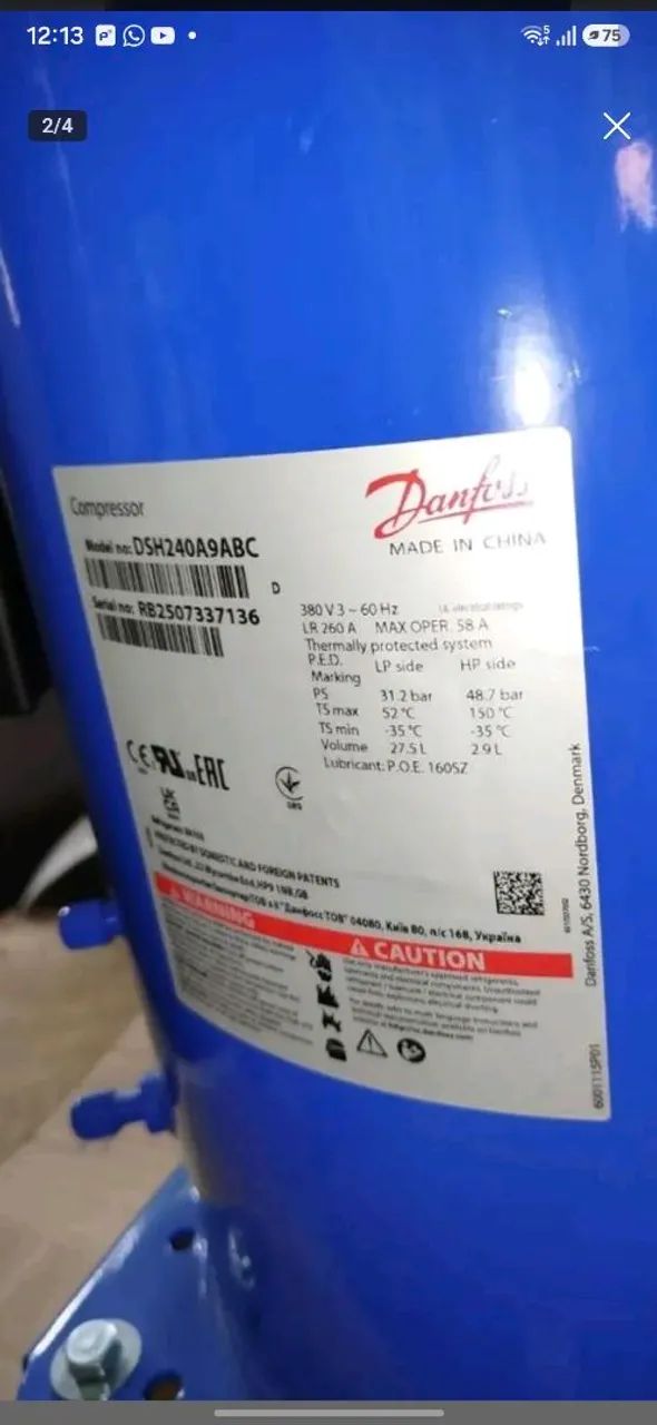 Compressor Scroll Danfoss DSH240a9abc NOVO - Foto 4