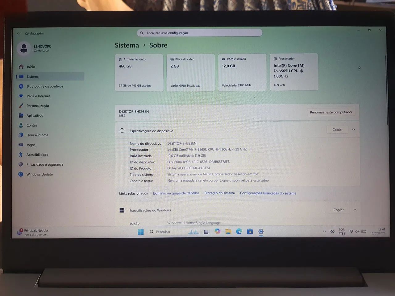 Notebook Lenovo ideapad i7 Hd 500gb 12gb ram - Foto 6
