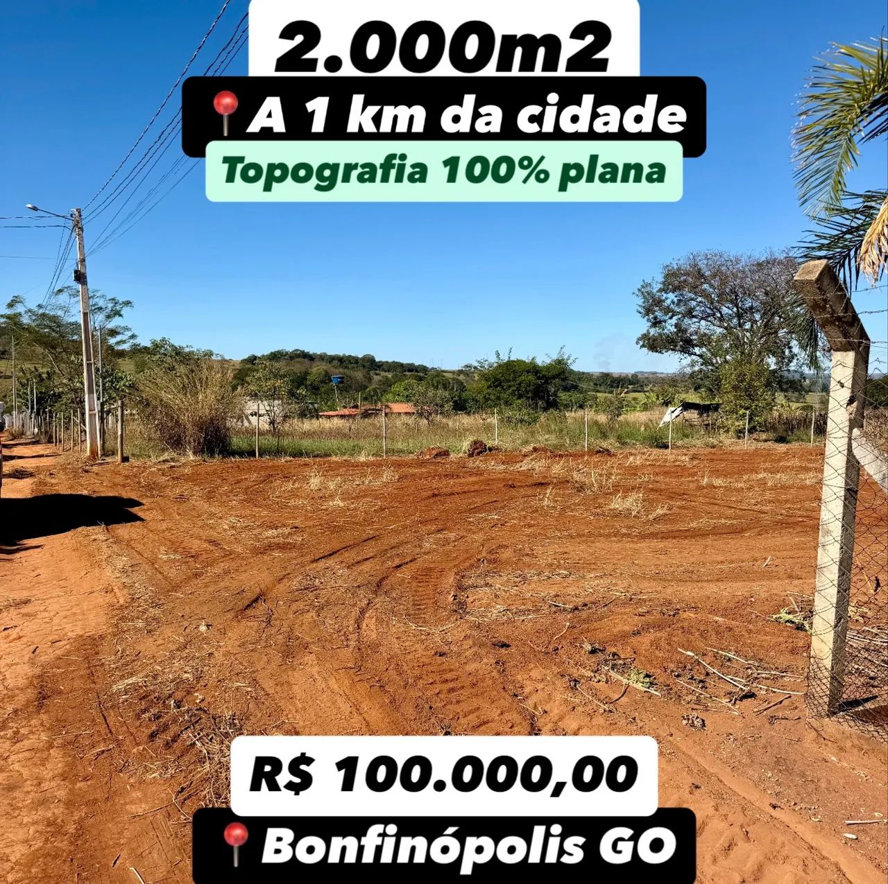 Chácara 2.000m2 à 1 km da cidade de Bonfinópolis-GO