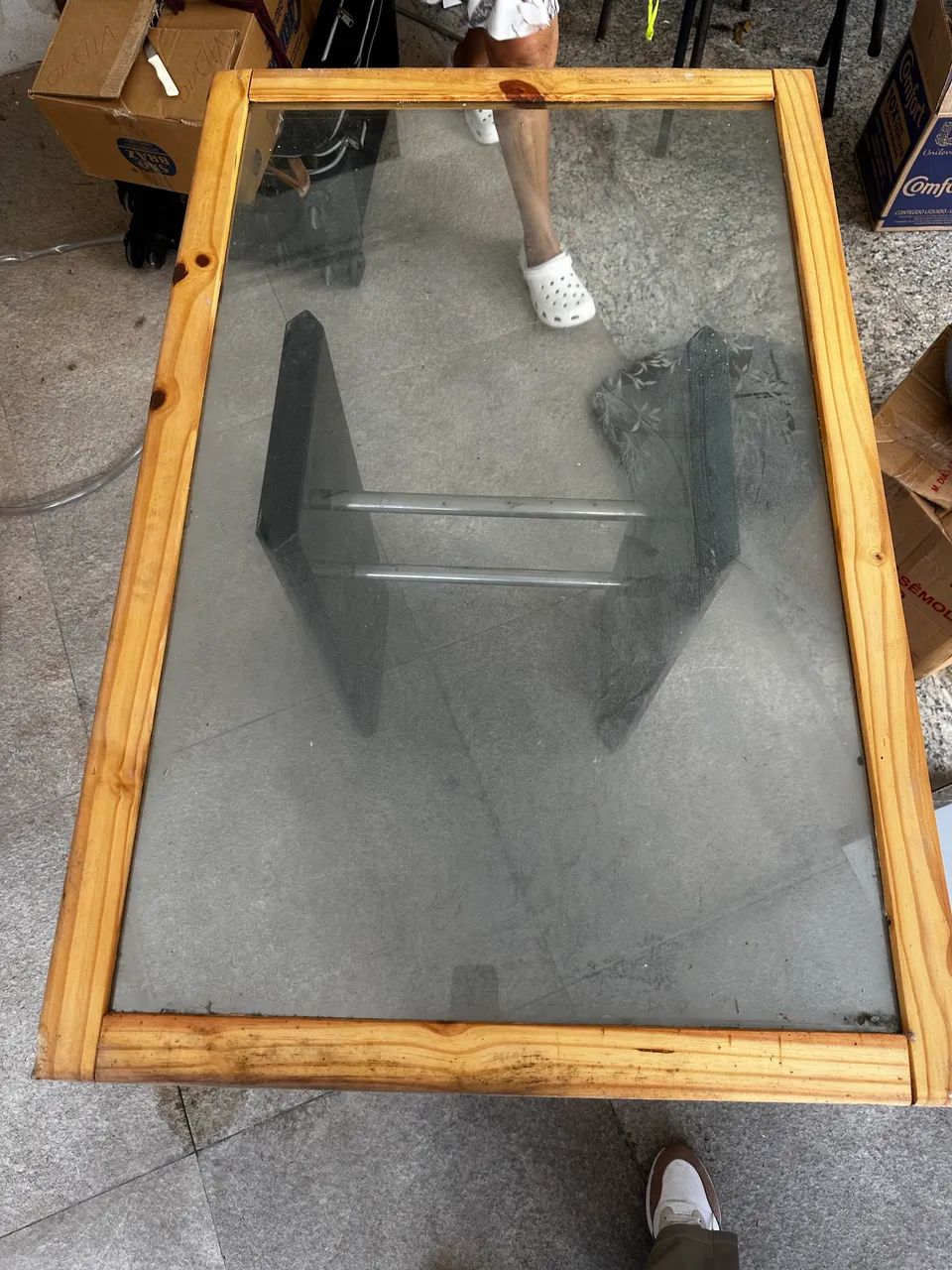 Tampo de Mesa em Vidro com Aro de Madeira - Foto 2
