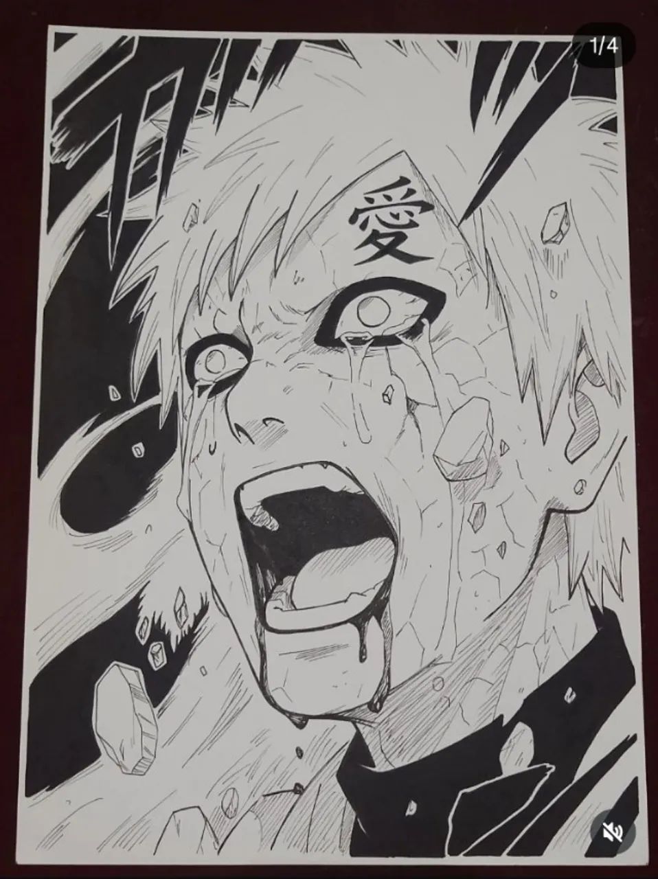 Desenho feito à mão do Gaara de Naruto - Foto 4