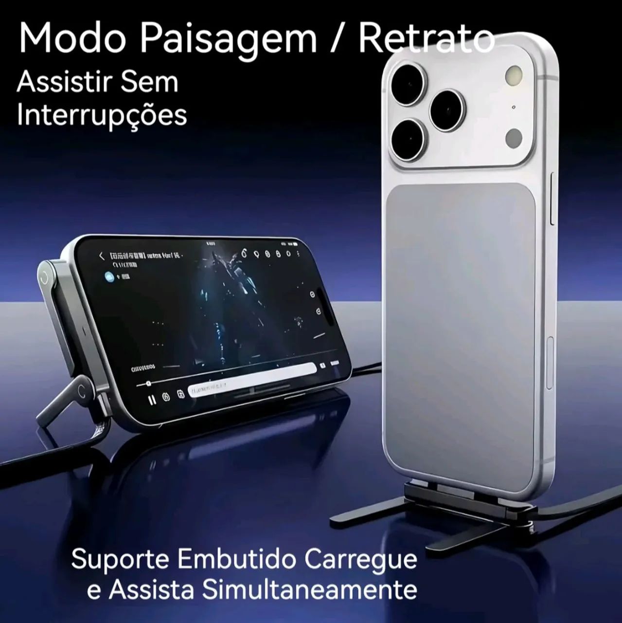 Cabo de carregador de celular tipo C turbo com suporte  - Foto 2