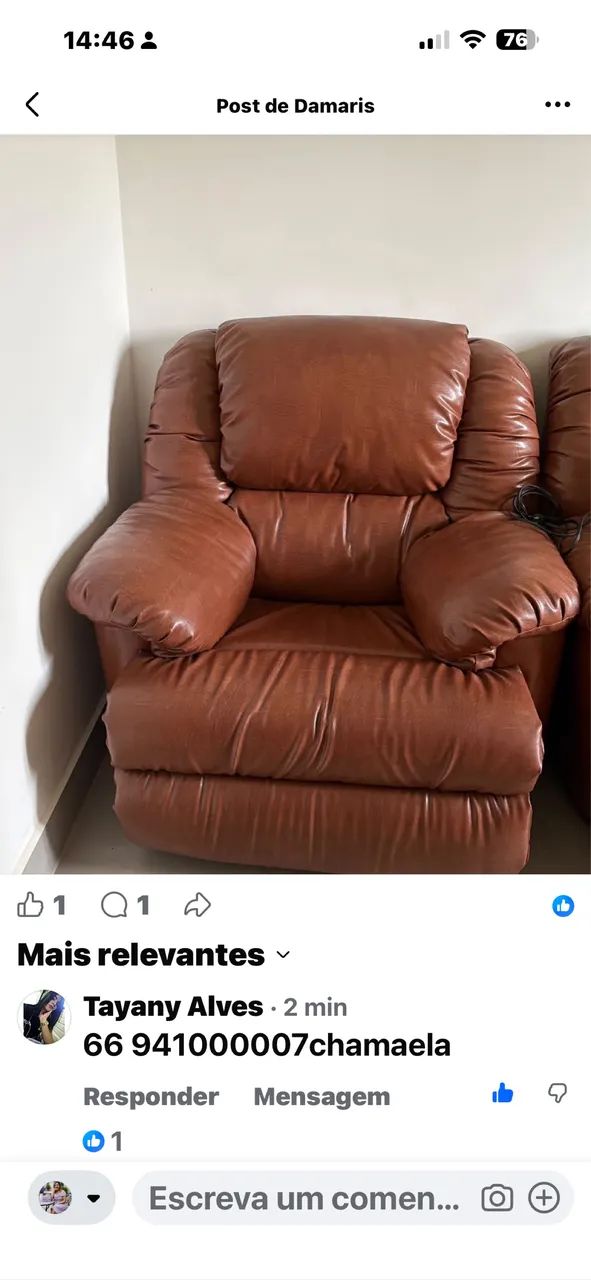 Vendo 2 poltrona de couro por 4.000$ reais 
