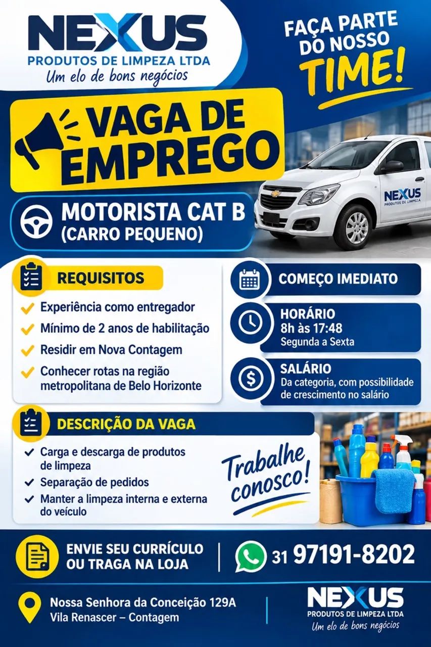 Vaga para motorista cat B 