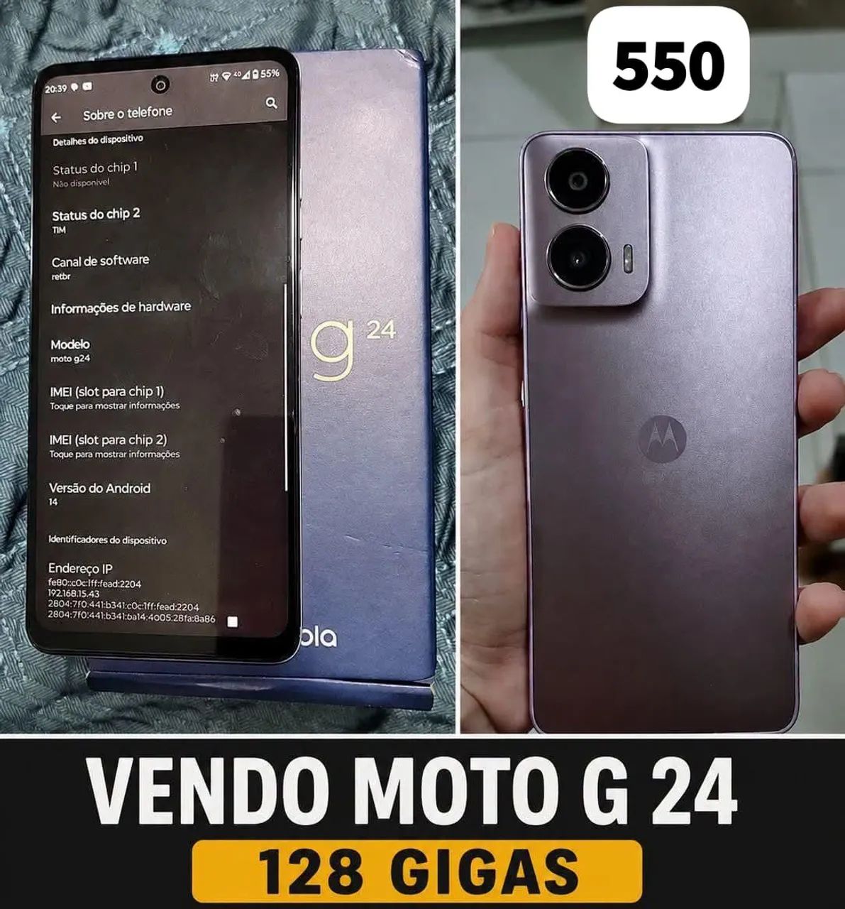 Vendo celular novo moto g 24 
