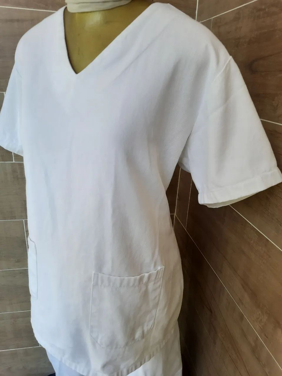 Jaleco em brim branco 100% algodão  - Foto 2