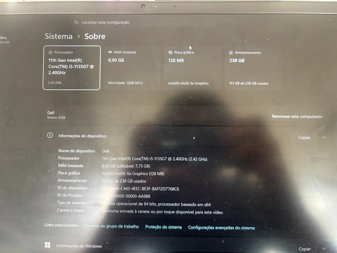Notebook Dell Vostro 3520 i5 11 geração 8gb RAM e 256gb - Foto 2