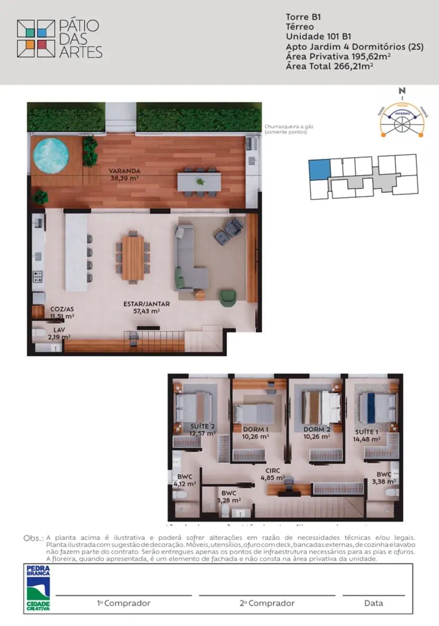 Apartamento com 4 quartos, 2 suítes à venda - Pedra Branca, Palhoça/SC - Foto 2