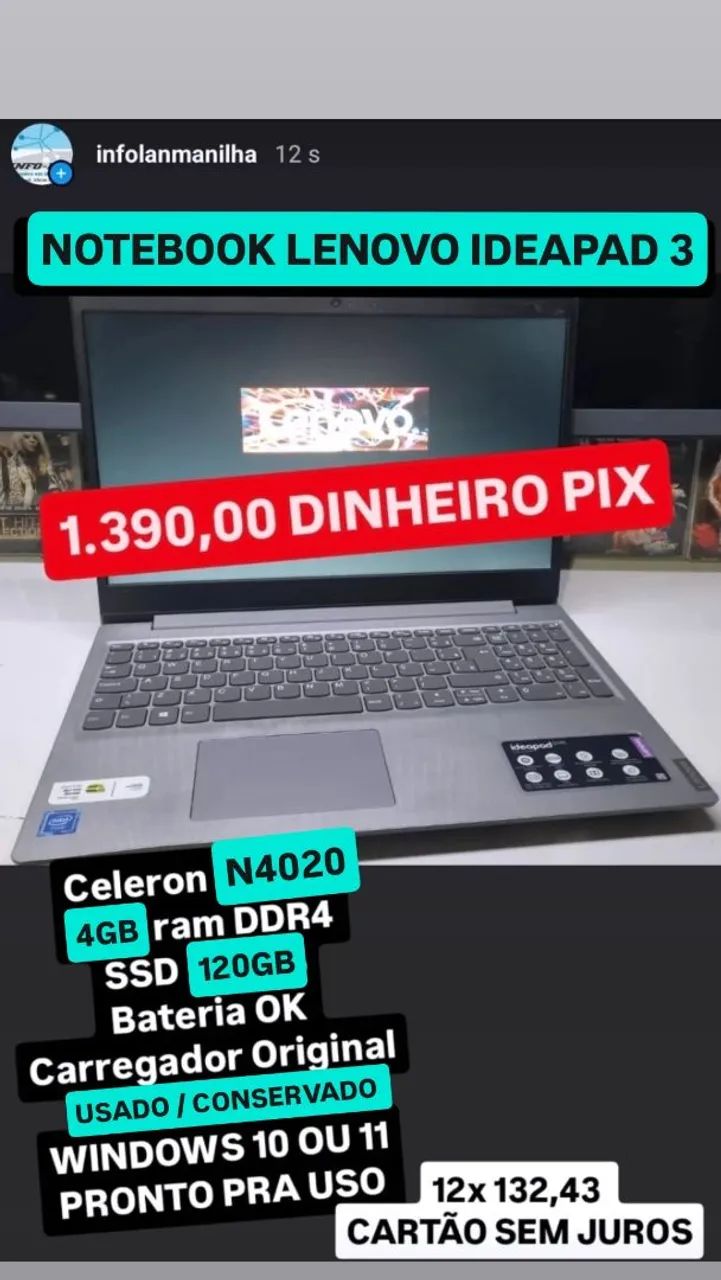 Notebook Lenovo com garantia loja
