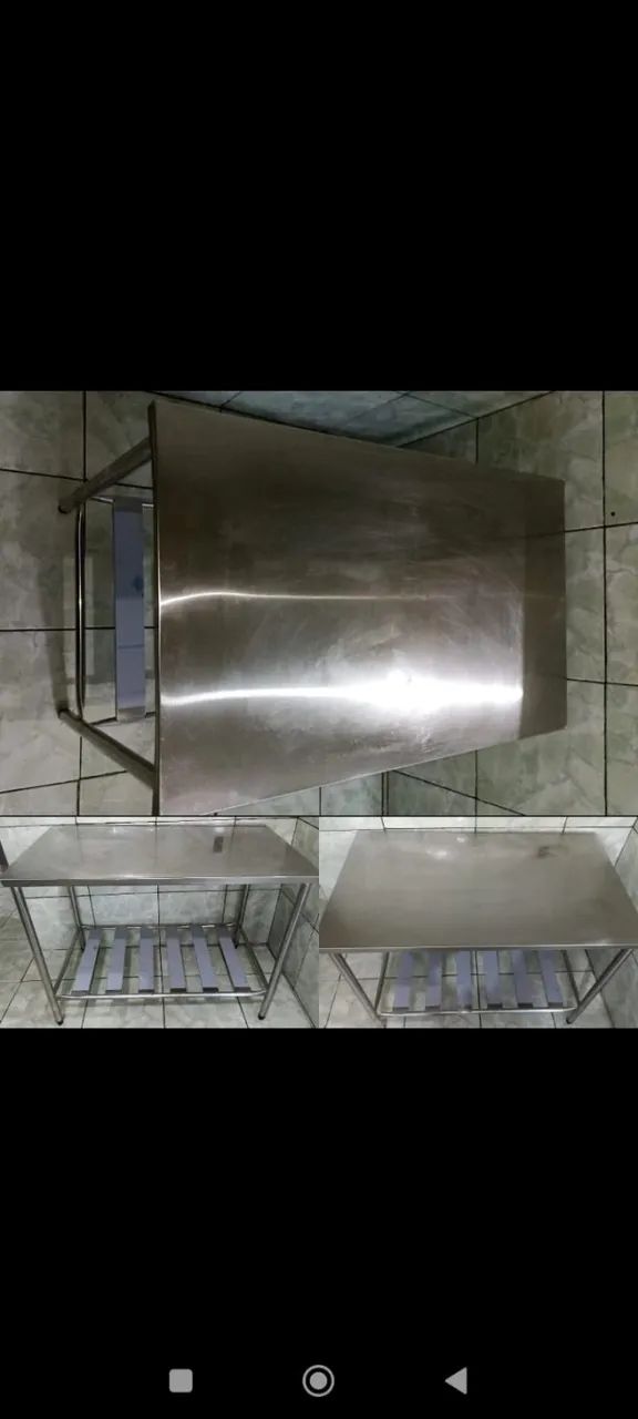 Bancada em Inox com Paneleiro 120 x 70 x 90