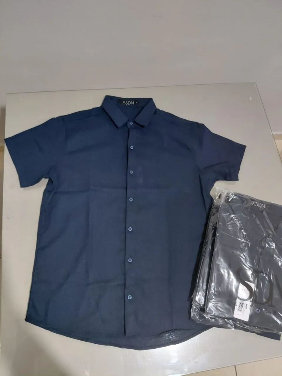 Camisa social manga curta linho AZUL Marinho  - Foto 2