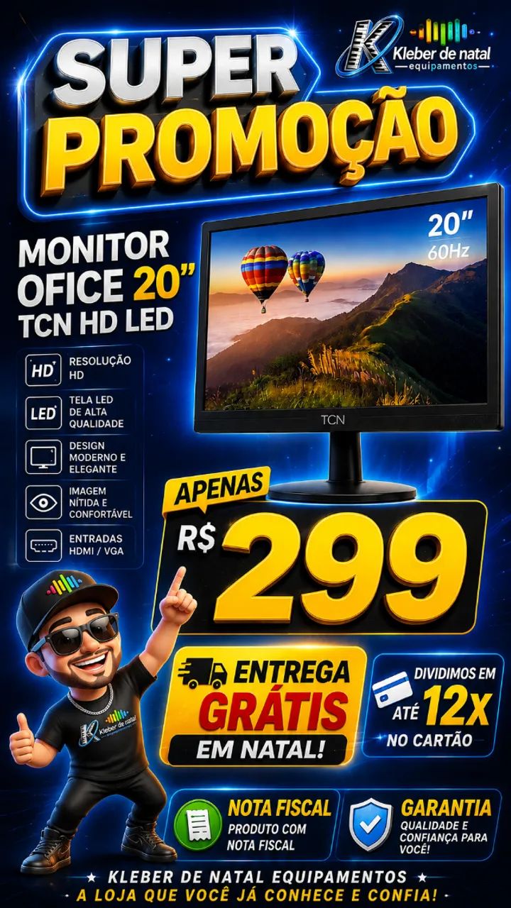 MONITOR OFFICE 20 POLEGADAS / ENTREGA GRATIS EM NATAL / PROMOÇÃO 