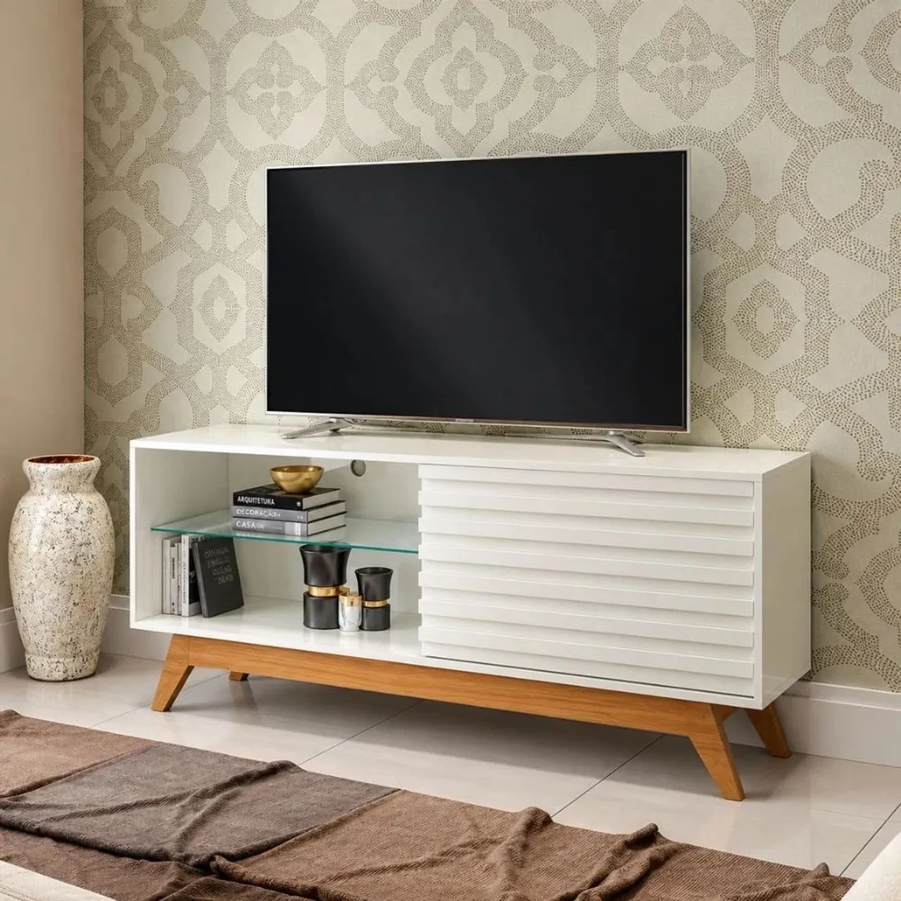 Rack Retrô R514 Dalla Costa 140cm para TV de até 55 Polegadas - Entrega Imediata;