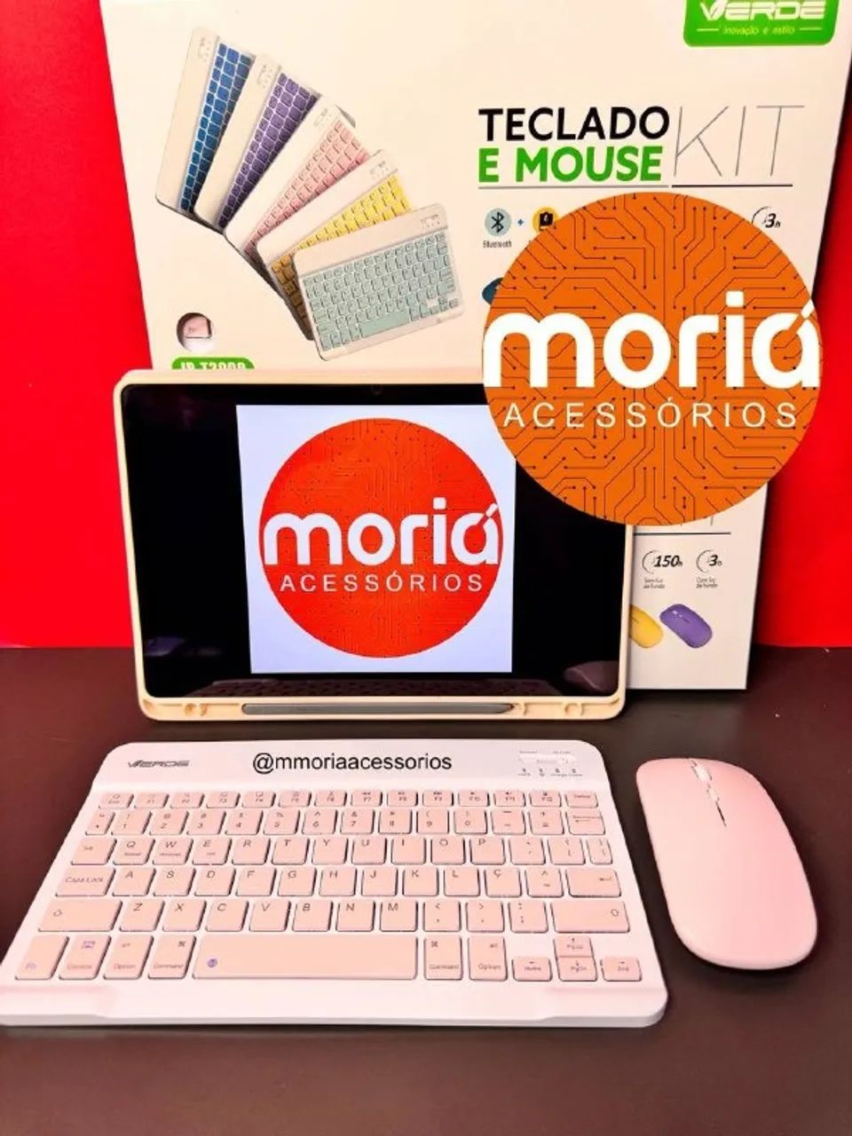 Kit Teclado e Mouse Bluetooth Cor Rosa Compatível Tablet, IPad, Notebook, Pc - Foto 4