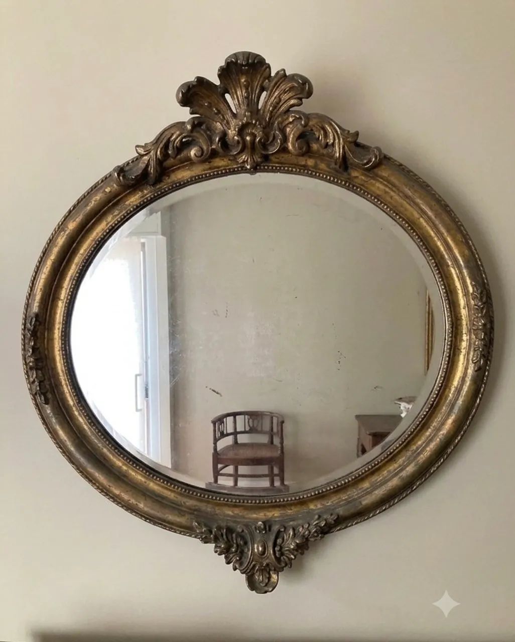 Espelho Antigo  Dourado Oval