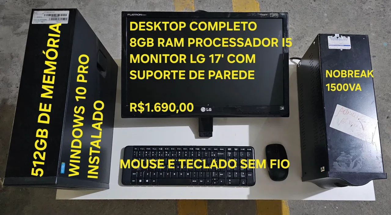 COMPUTADOR COMPLETO, PROCESSADOR I5 , 512G DE MEMÓRIA