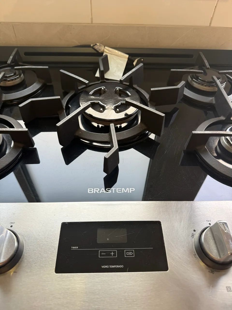 Fofão Brastemp 5 bocas inox mesa de vidro - usado em ótimo estado  - Foto 4