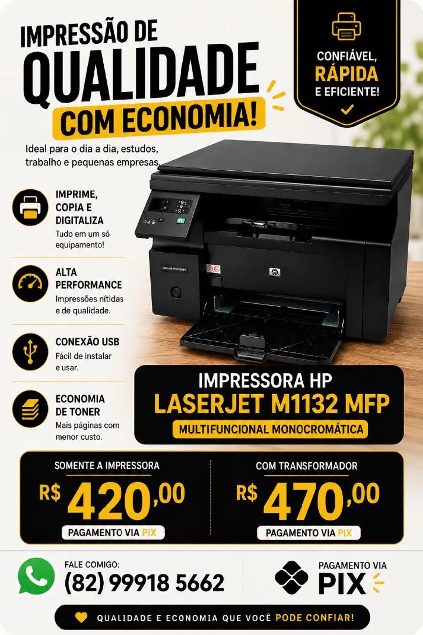 Impressora HP LaserJet M1132 MFP