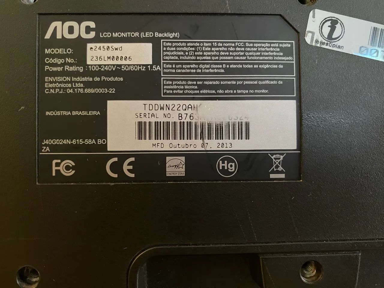 Monitor AOC E2450SWD - Full HD - Foto 3