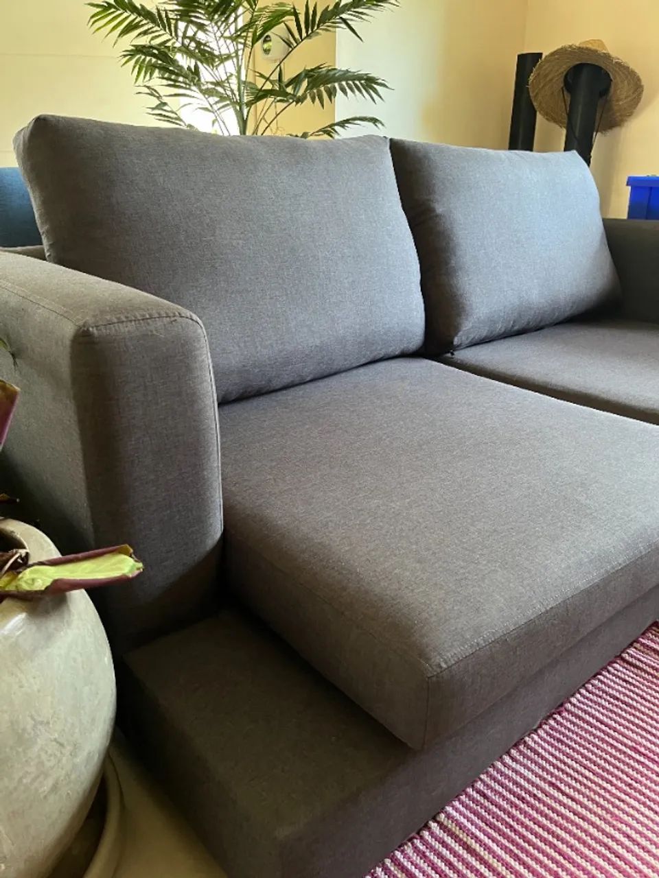 Sofá Linho 4 lugares HABITATO Sofás - Cinza chumbo 2 metros - Foto 6
