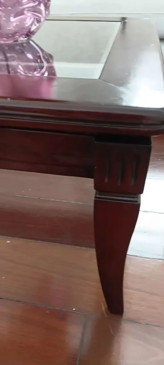 Mesa de centro madeira maciça com tampão de vidro - Foto 3