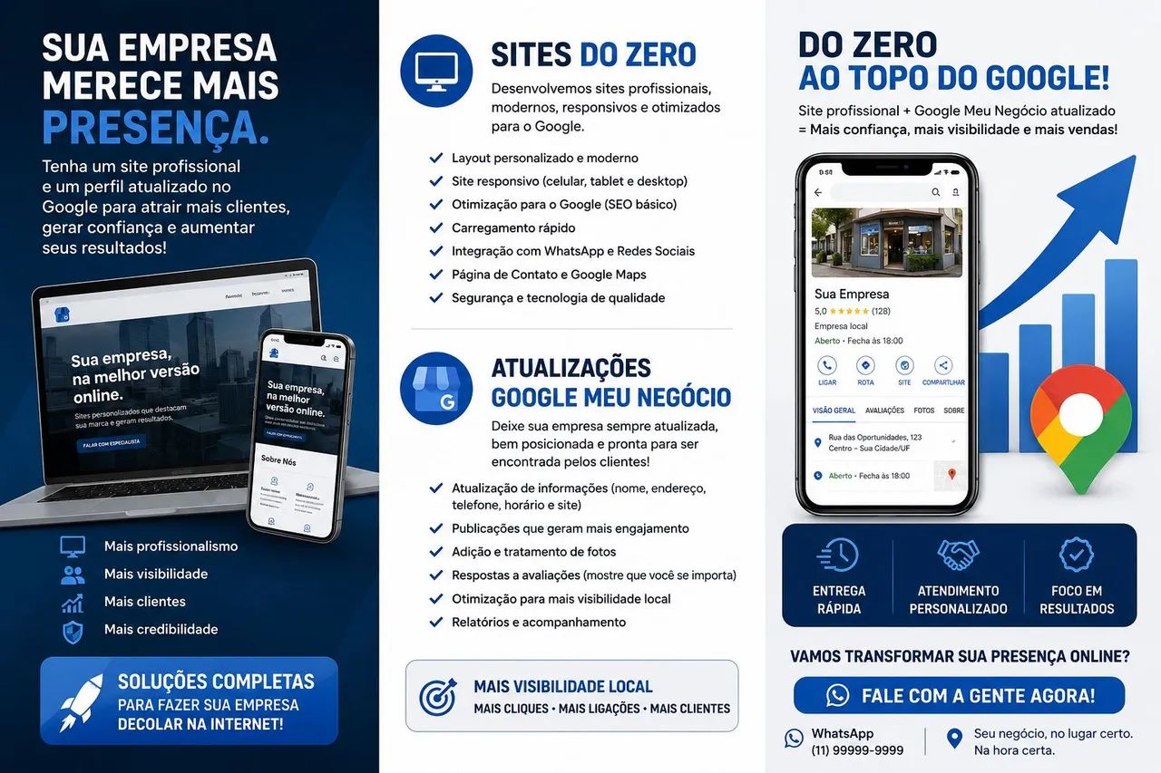SITE PROFISSIONAL + GOOGLE MEU NEGÓCIO ATUALIZADO 