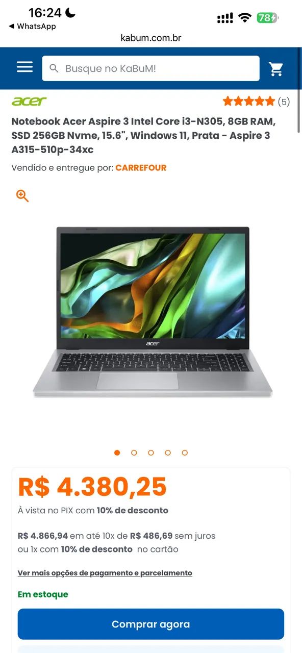 TROCO POR PS5 OU iPHONE: Acer Aspire 3 - Foto 3