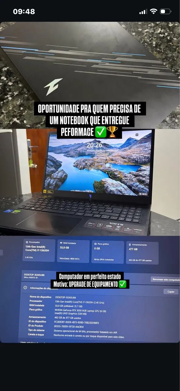 Notebook a venda 