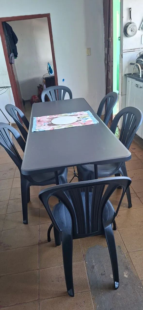 Mesa plástico dobrável preta  - Foto 2
