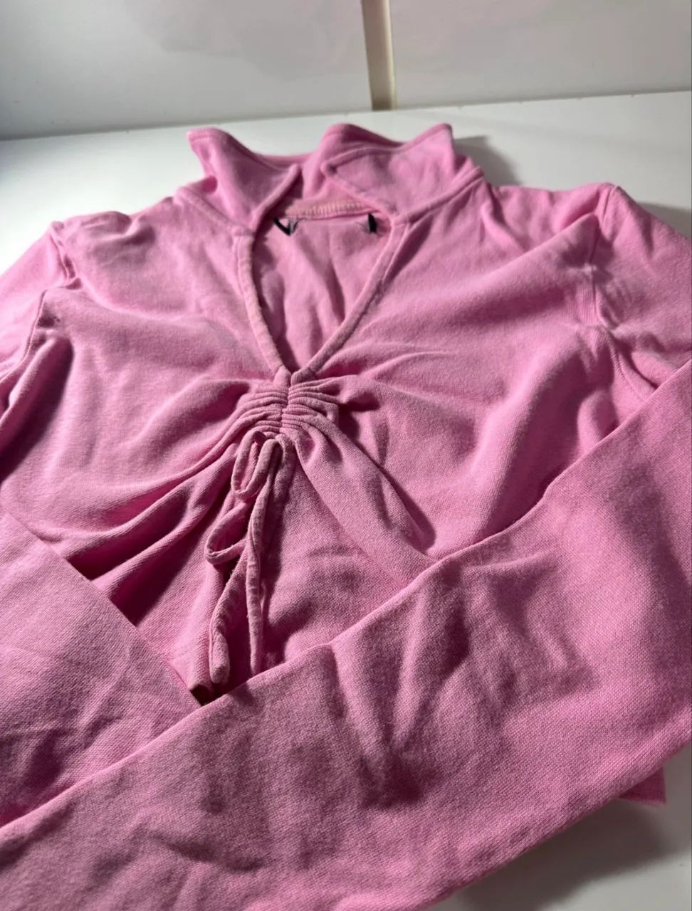 Cropped Rosa Manga Longa Feminino