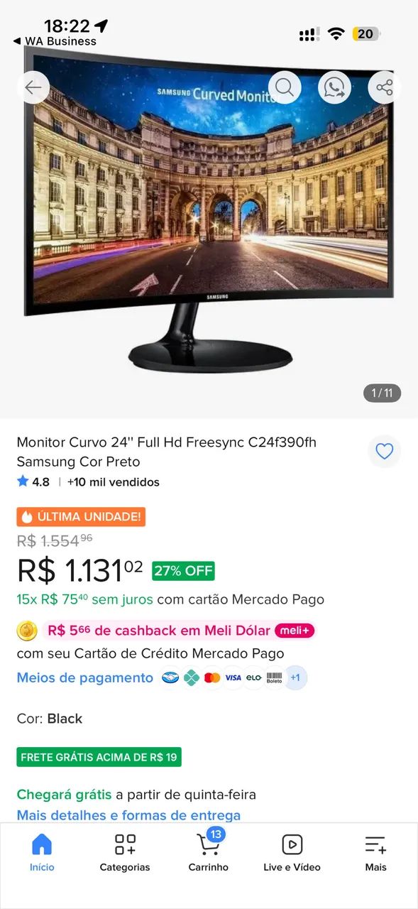 Monitor 24 Curvo Samsung - F390 - Foto 3