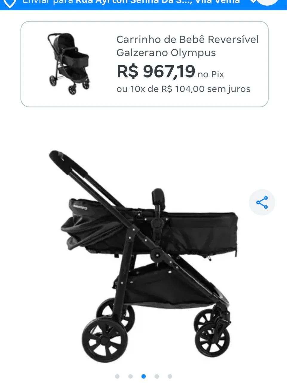 Carrinho de Bebê Galzerano Olympus Reversível - Excelente Estado - Foto 2
