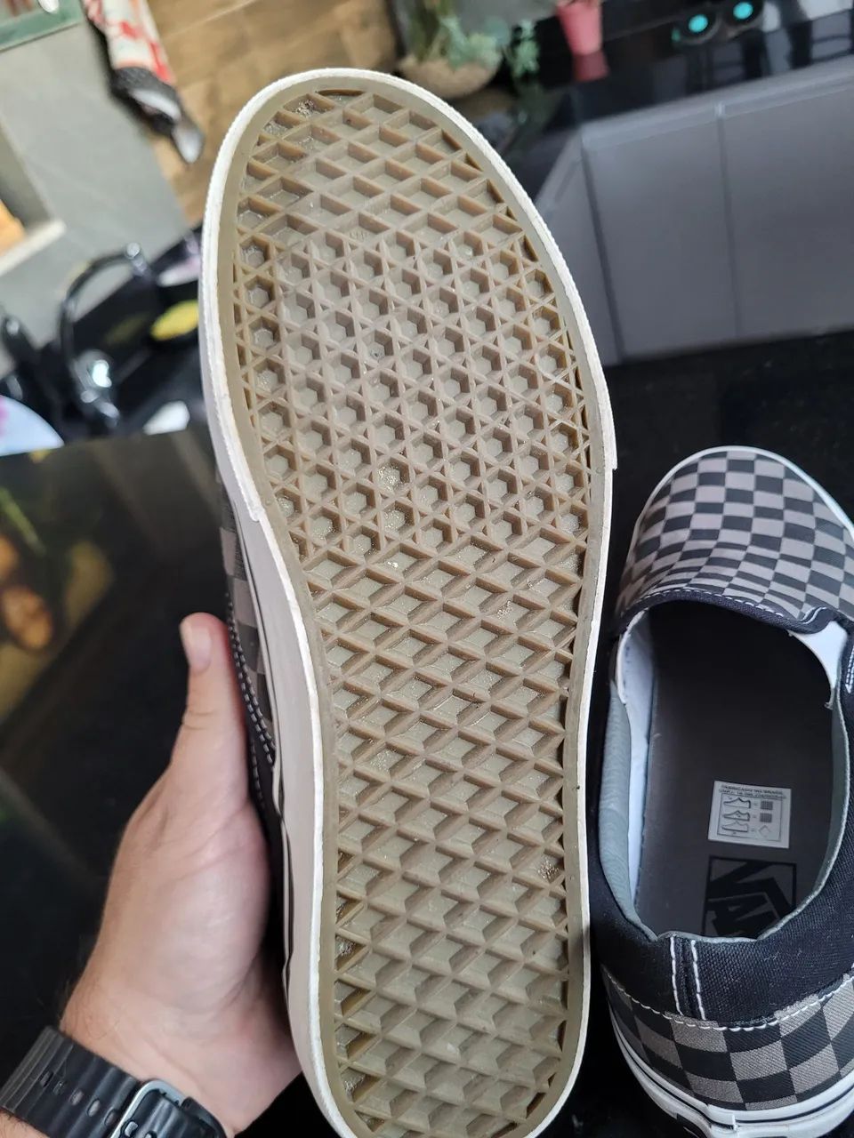 Vans slip-on checkerboard black grey - Foto 2