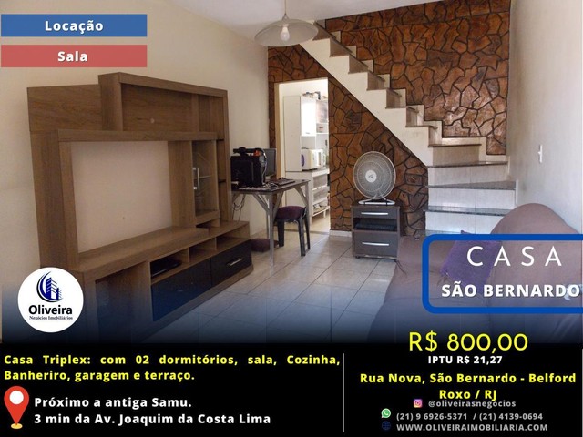 Triplex para Locação em Belford Roxo, São Bernardo, 2 dormitórios, 1 banheiro, 1 vaga - Foto 5