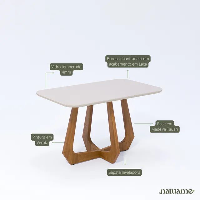 Mesa de Jantar Brimeli 1,80x80 Base em Madeira Acabamento em Laca p8 - Foto 3