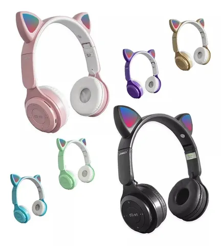Fone de ouvido RGB, fone de ouvido com fio pata de gato com microfone  giratório de 360°, fone de ouvido estéreo leve para jogos para meninas roxo
