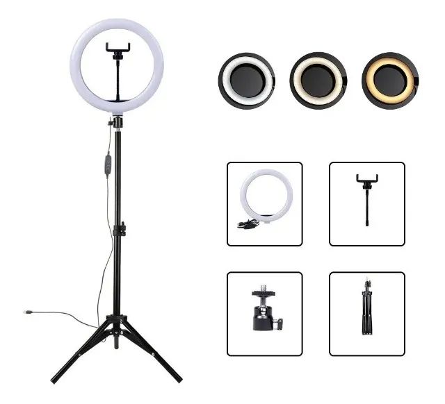 Ring Light Led Iluminador 4" 6" 10" 12" Completo tripé mini e 2,1m etc 15a93 - Foto 2
