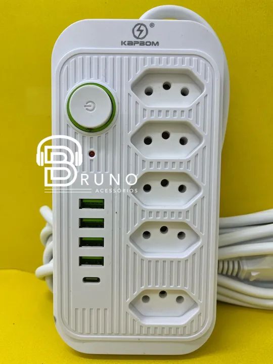 Extensão 5 tomadas 4 USB 1 tipo C 5m