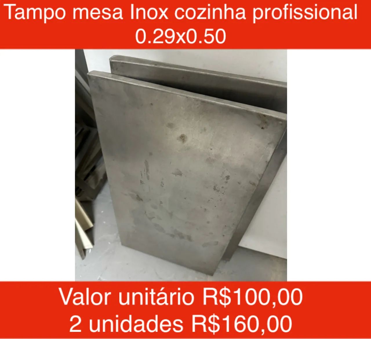 Tampo mesa Inox cozinha profissional 0.29×0.50