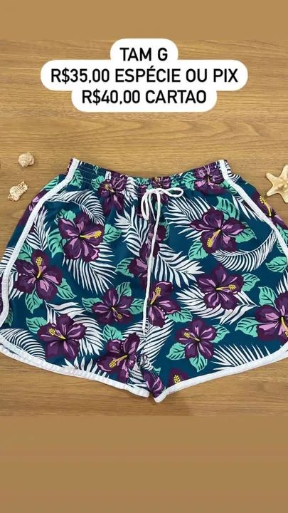 Shorts de Praia femininp Estampado p M g - Foto 4