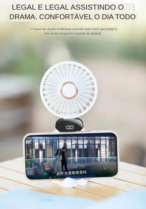 Ventilador de mesa portátil Recarregável 5 velocidades - Produto novo testo na hora - Foto 5