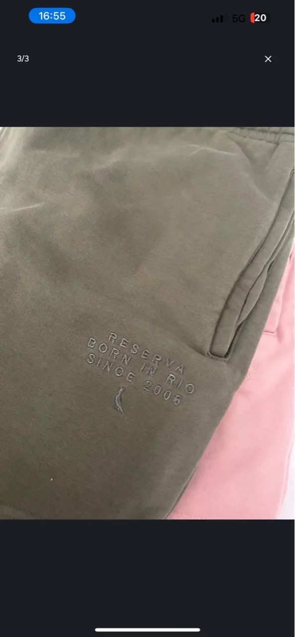 Short Reserva Verde Militar e Rosa Claro