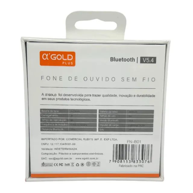 Fone De Ouvido Sem Fio Bluetooth 5.4 A'gold Premium Fn-B01 - Foto 6