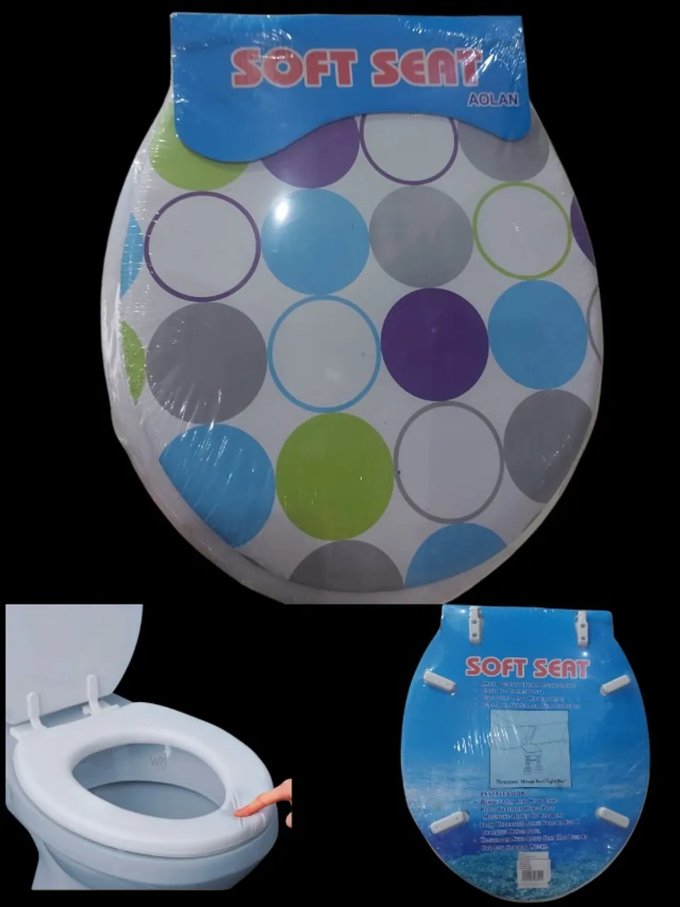 tampa p/ vaso sanitario, ref cd-125 soft seat aolan- branco com bolinhas