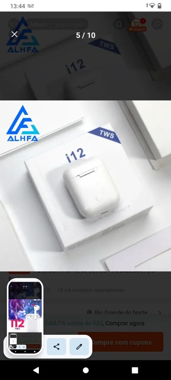 Fone de Ouvido Bluetooth i12 TWS - Novo - Foto 4