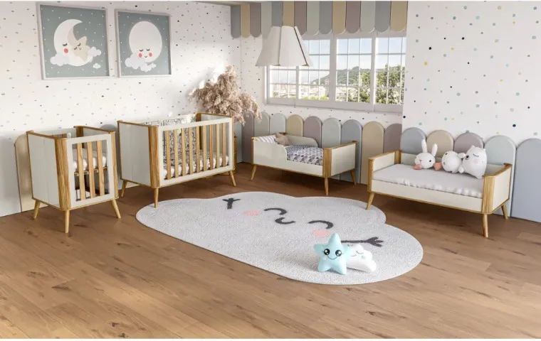 Comoda Theo + Berço Theo 4x1, 100% MDF - Peroba - Foto 2