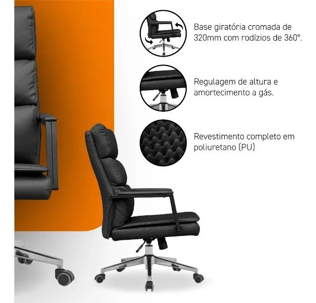 Cadeira Confort De Escritório Giratória C900 Preta Best - Foto 6